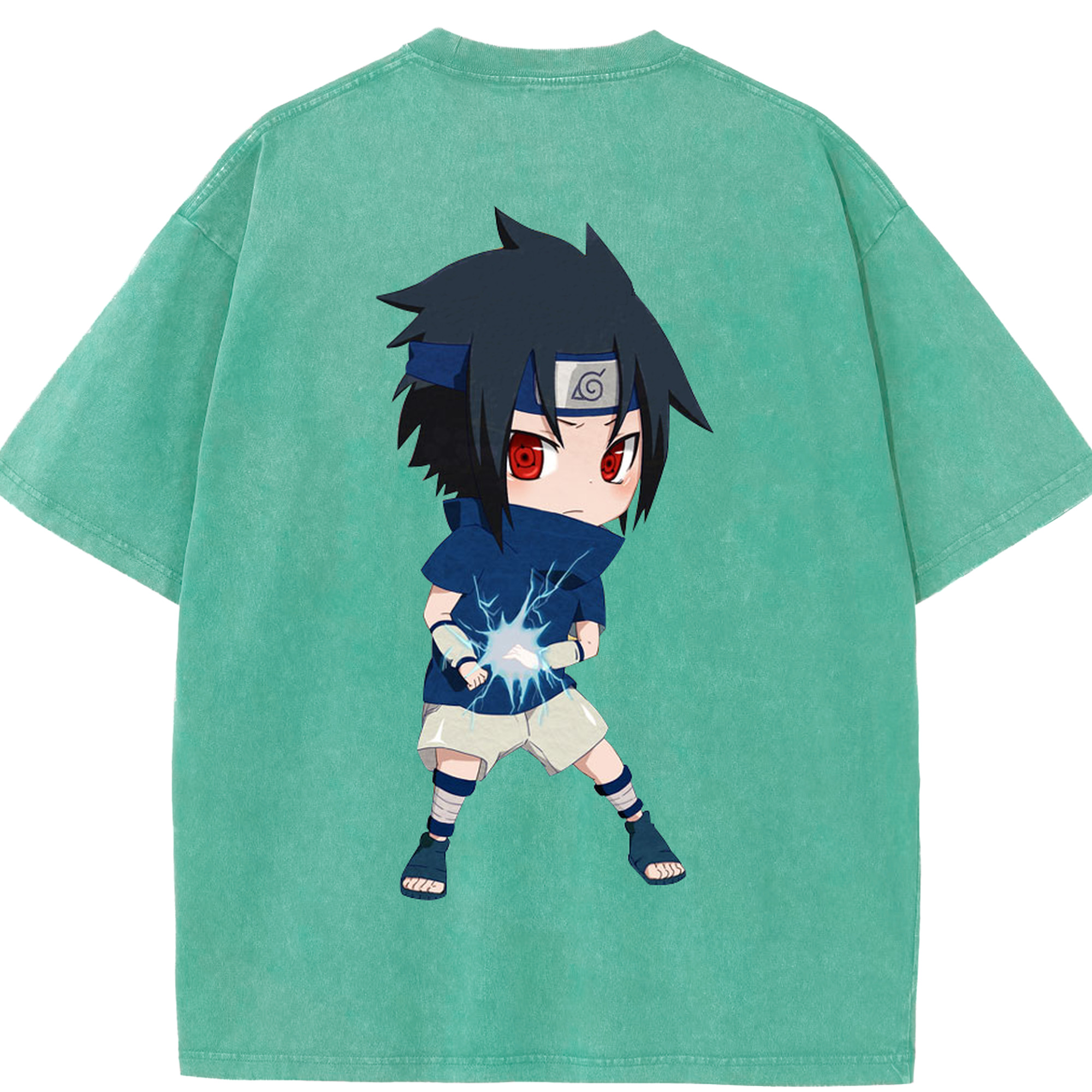 （画像用） NARUTO -ナルト- うちは サスケ Uchiha Sasuke 綿100% ヴィンテージ風 半袖Tシャツ（背面プリント）